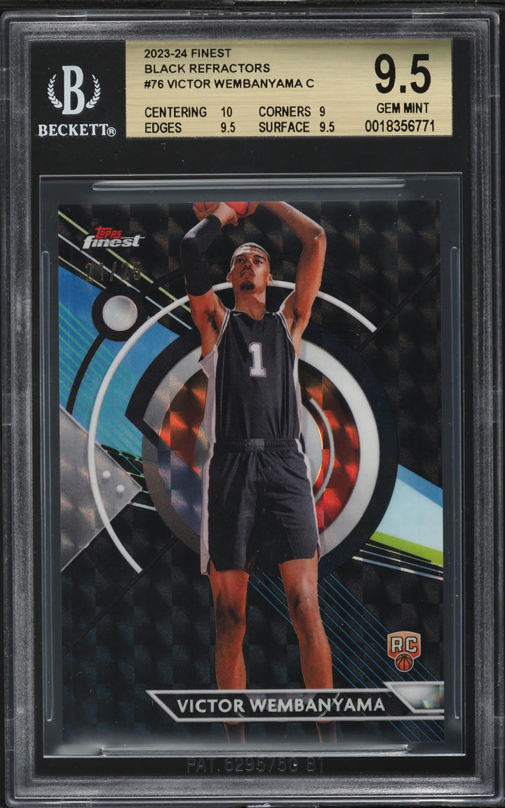 2023 Finest Black Refractor Victor Wembanyama ROOKIE /25 #76 BGS 9.5 GEM MINT