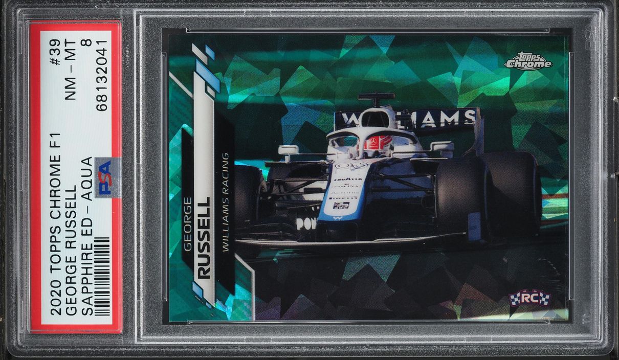 2020 Topps Chrome Formula 1 F1 Sapphire Aqua George Russell ROOKIE /99 #39 PSA 8