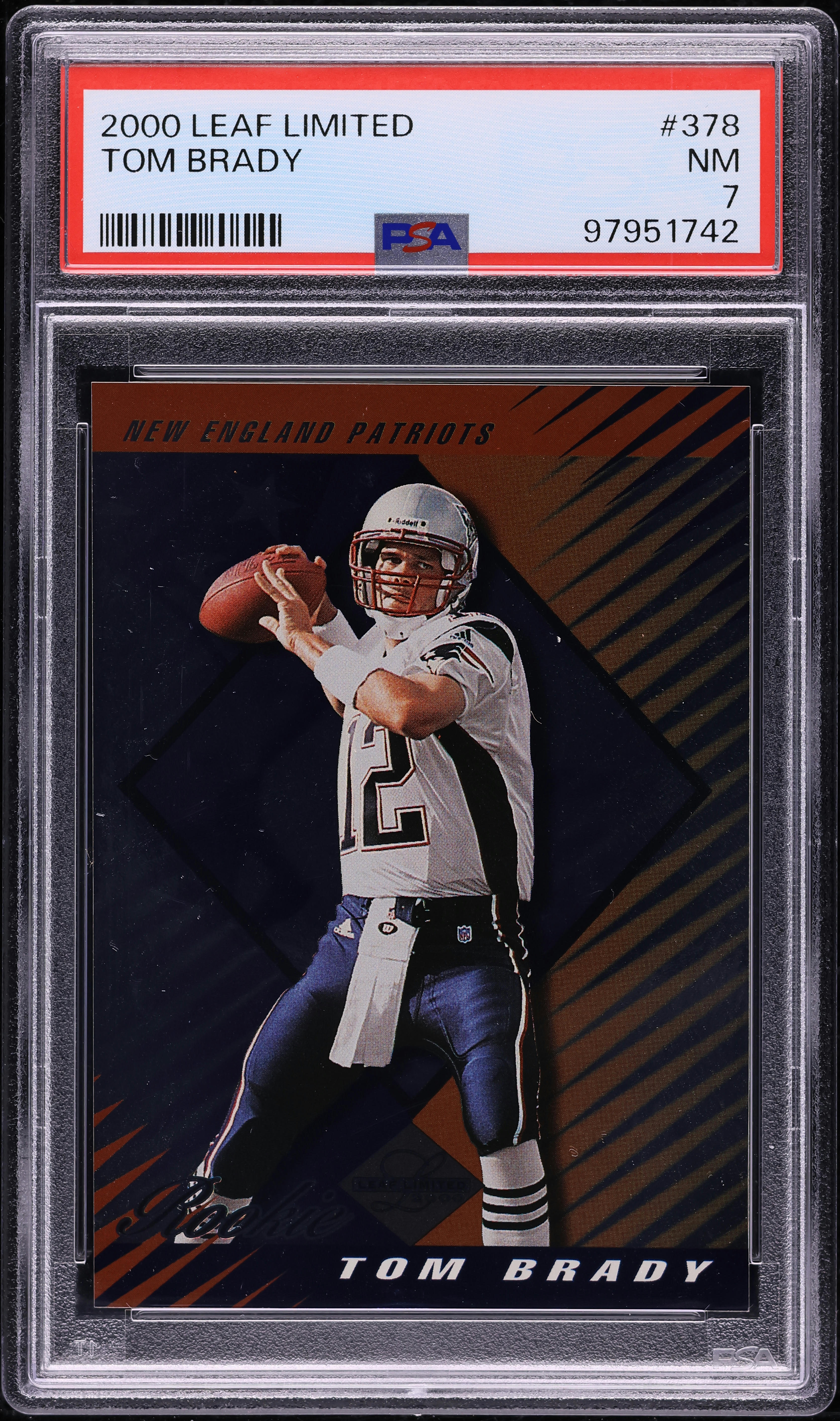 2000 Leaf Limited Tom Brady ROOKIE /350 #378 PSA 7 NRMT