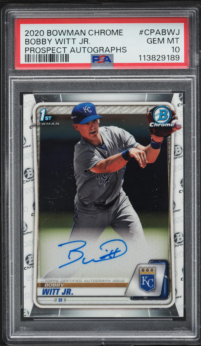 2020 Bowman Chrome Bobby Witt Jr. PROSPECT AUTO #CPA-BWJ PSA 10 GEM MINT