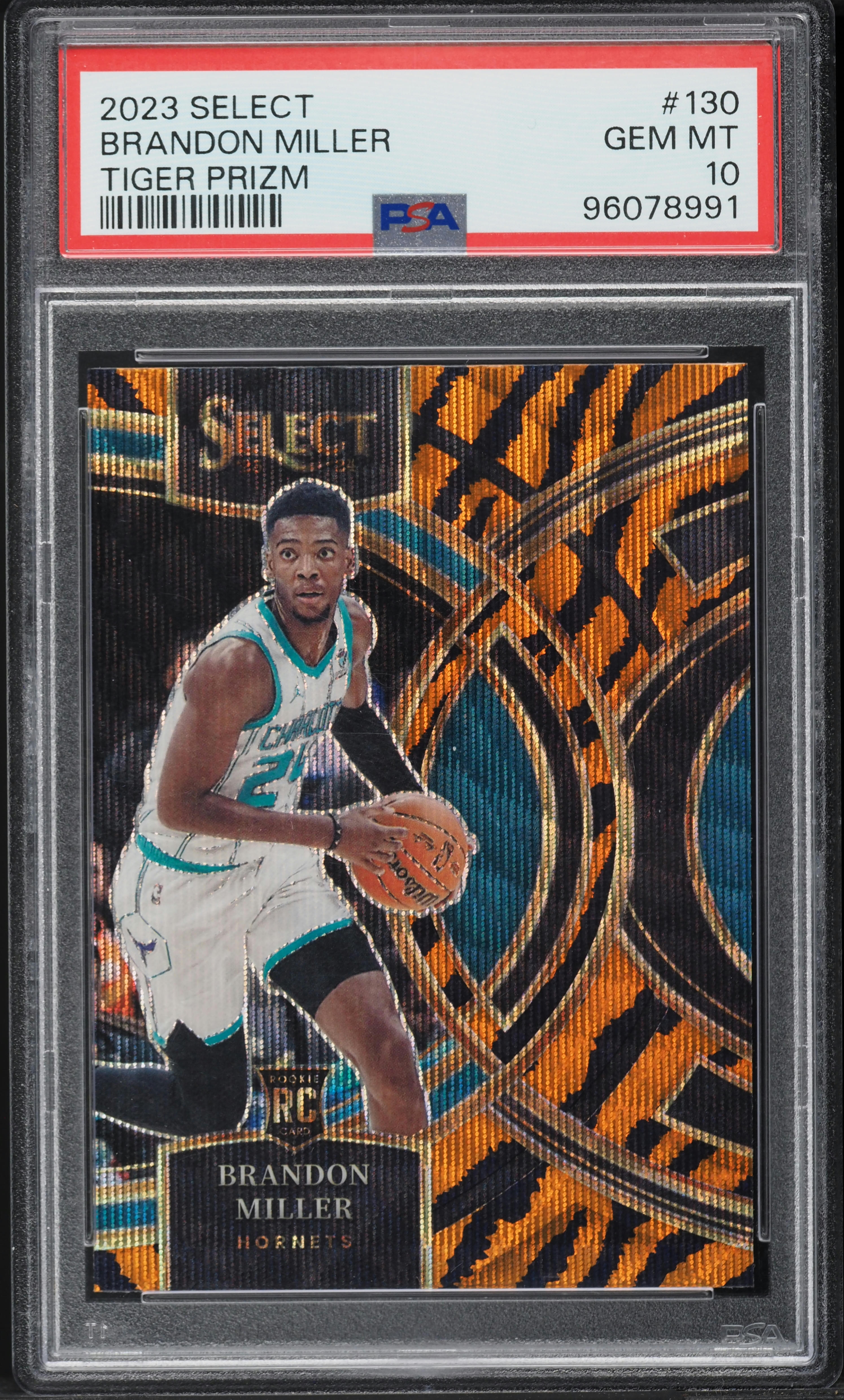 2023 Panini Select Tiger Prizm Brandon Miller ROOKIE #130 PSA 10 GEM MINT