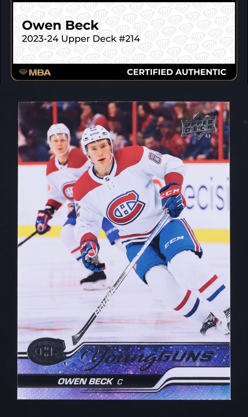 2023 Upper Deck Young Guns Owen Beck ROOKIE #214 MBA AUTH