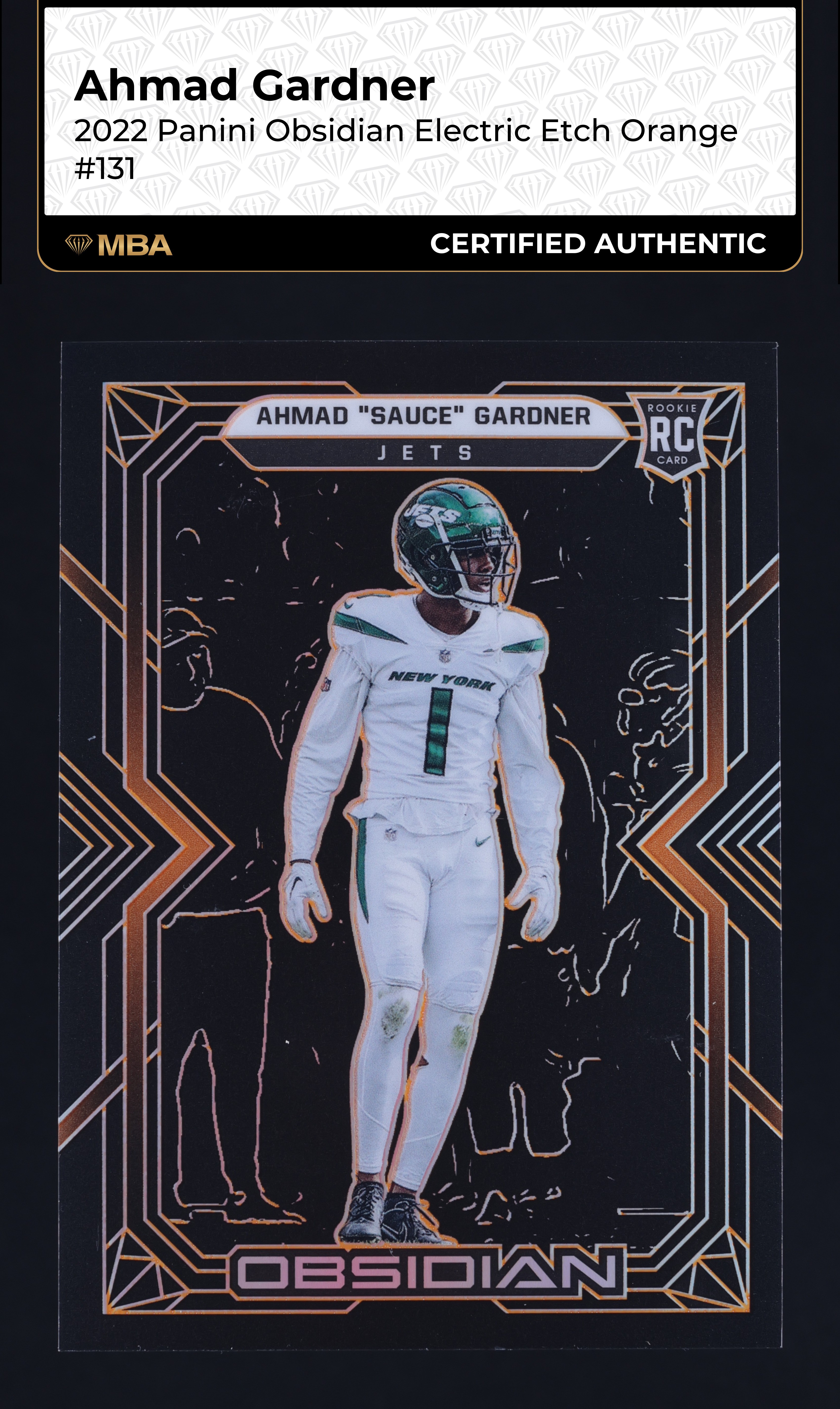 2022 Panini Obsidian E/E Orange Ahmad "Sauce" Gardner ROOKIE /75 #131 MBA AUTH