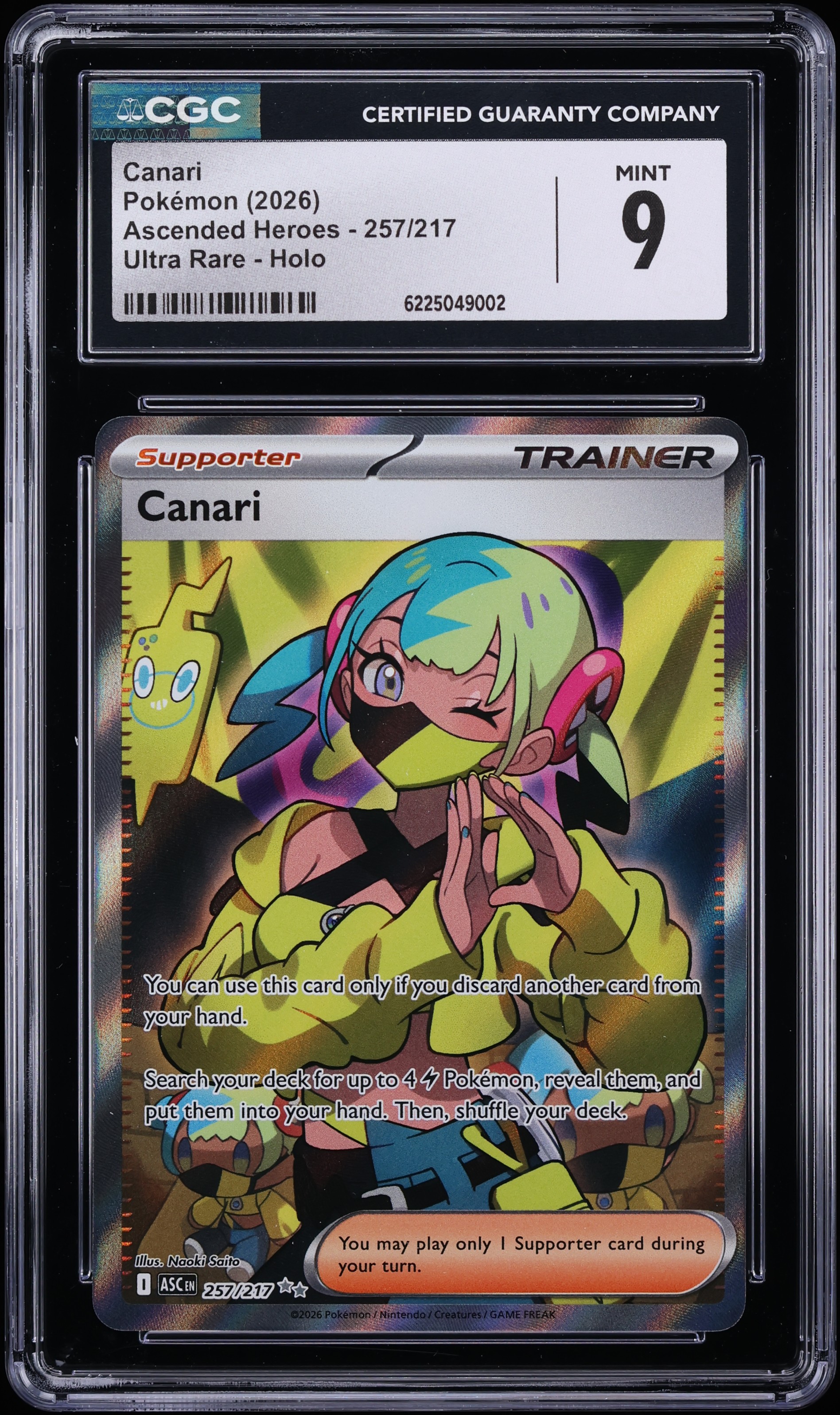 2026 Pokemon Mega Evolution Ascended Heroes Full Art Canari #257 CGC 9 MINT