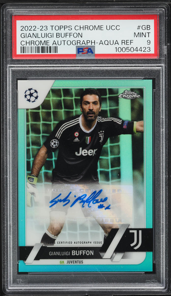 2022 Topps Chrome UCC Aqua Refractor Gianluigi Buffon AUTO /199 #CA-GB PSA 9