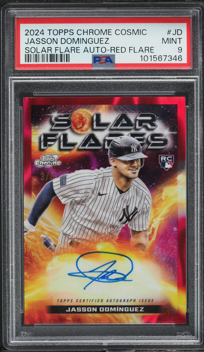 2024 Topps Chrome Cosmic Solar Flare Red Flare Jasson Dominguez RC AUTO /5 PSA 9