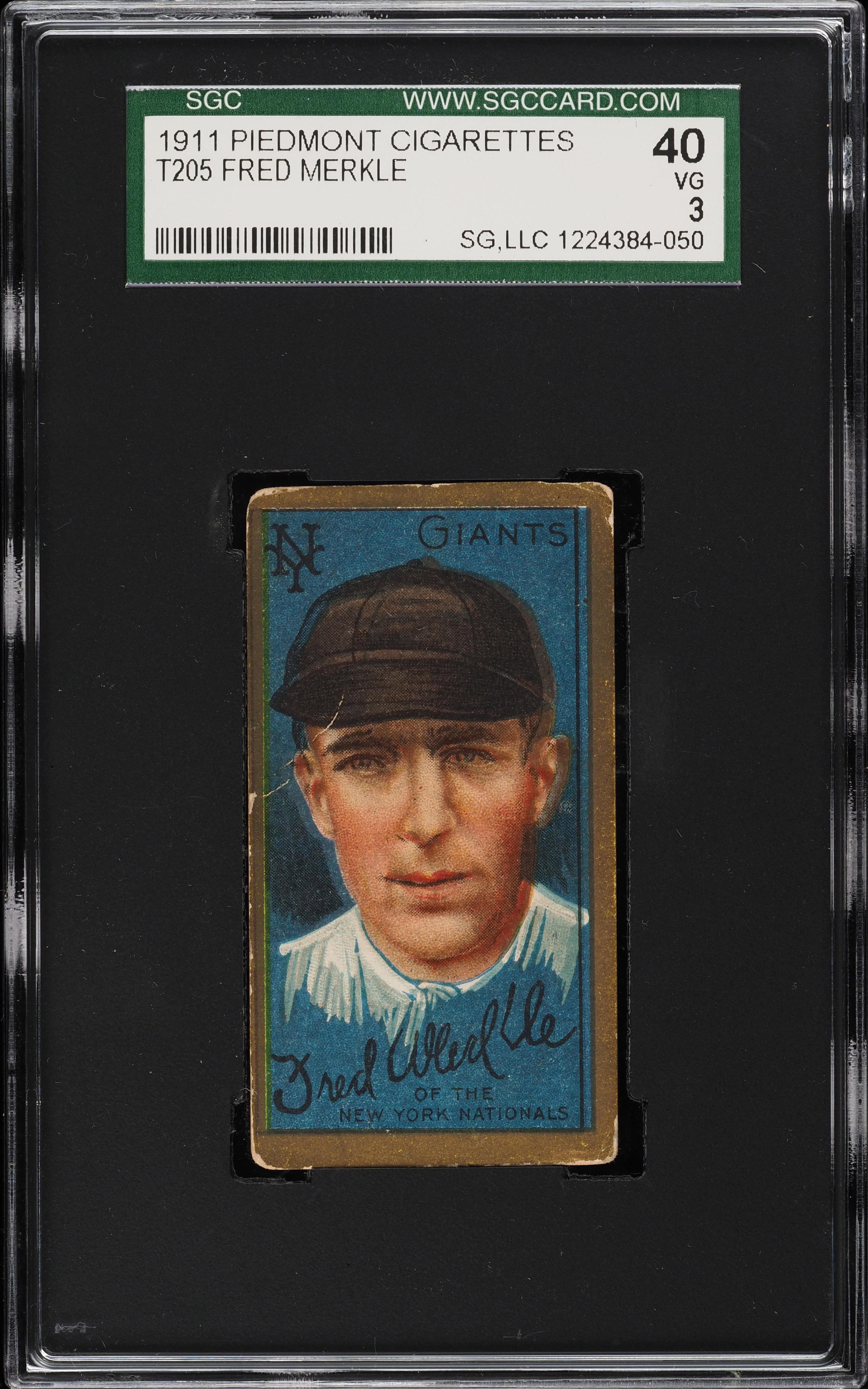 1911 T205 Gold Border Fred Merkle SGC 3 VG