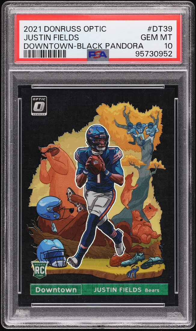 2021 Donruss Optic Downtown Black Pandora Justin Fields ROOKIE /25 PSA 10 GEM