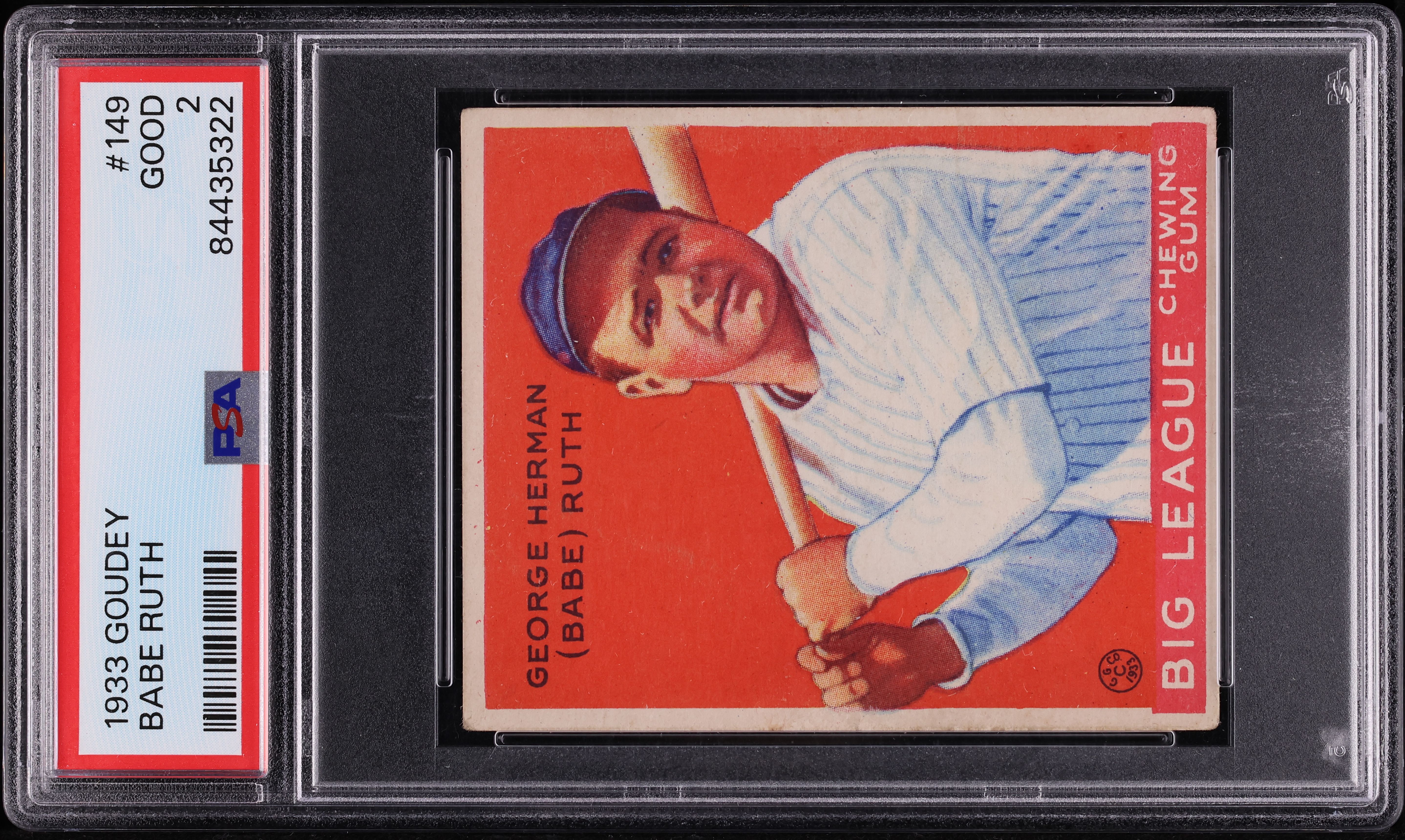 1933 Goudey Babe Ruth #149 PSA 2 GD (PWCC-S)