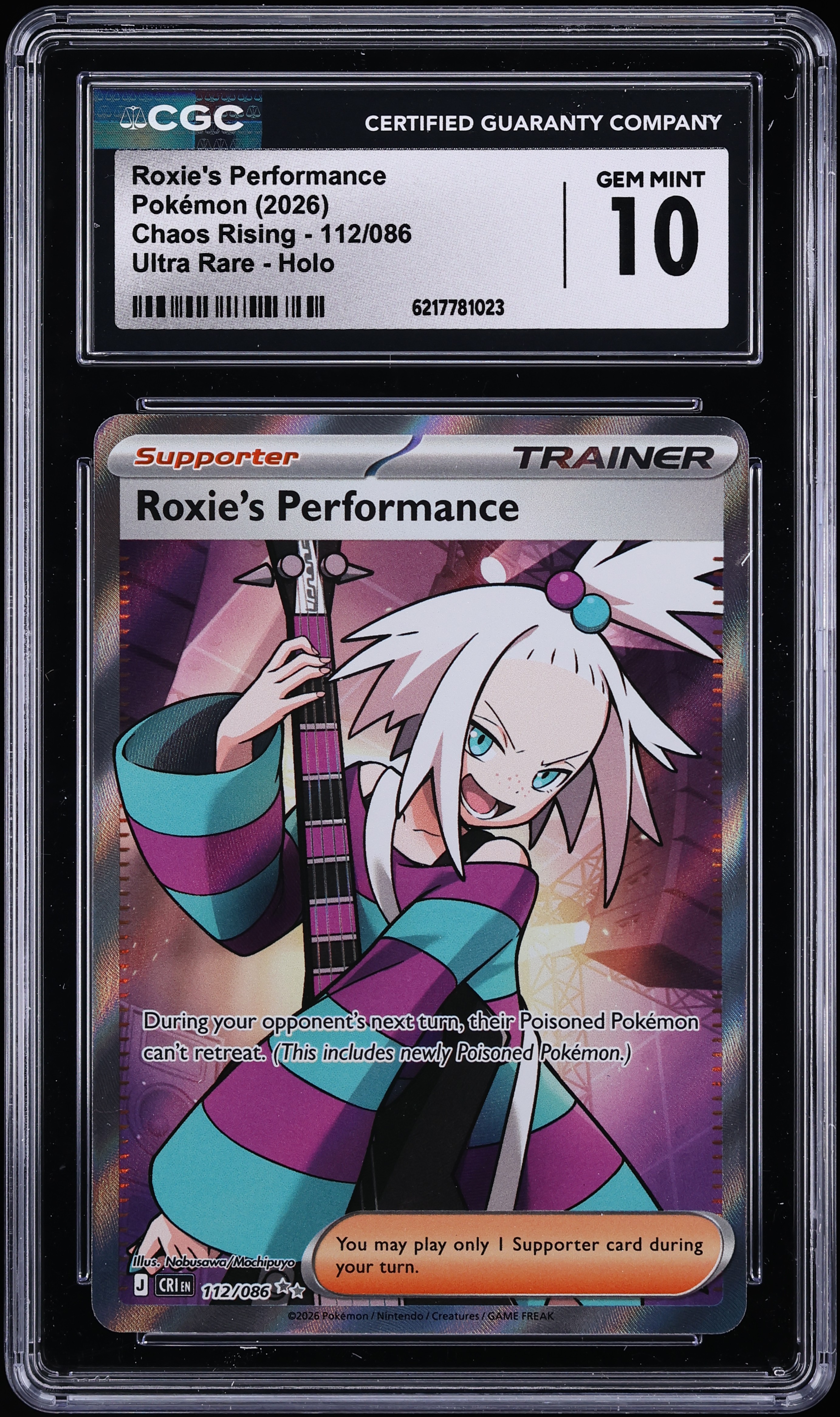2026 Pokemon Mega Evolution Chaos Rising Full Art Roxie's Performance #112 CGC 10 GEM MINT