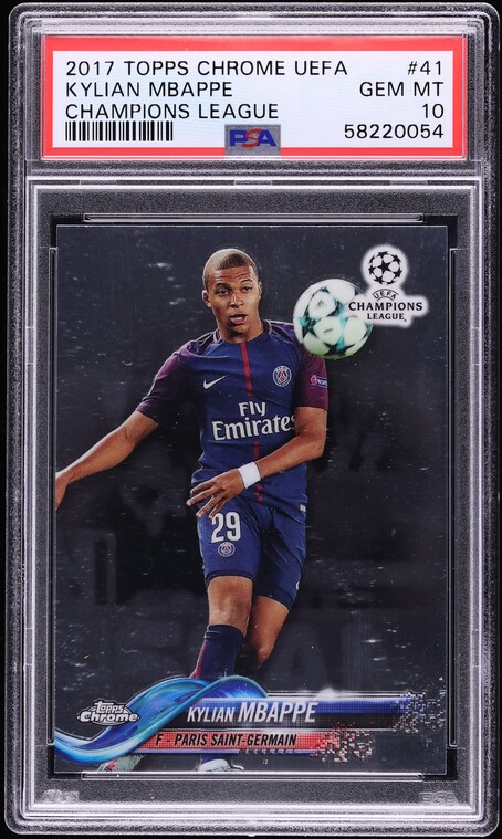 2017 Topps Chrome UEFA Champions Kylian Mbappe ROOKIE #41 PSA 10 GEM MINT