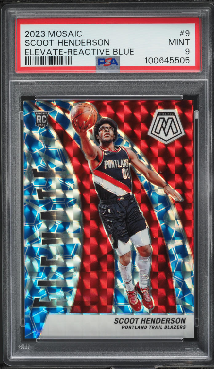 2023 Panini Mosaic Elevate Reactive Blue Scoot Henderson ROOKIE /99 #9 PSA 9