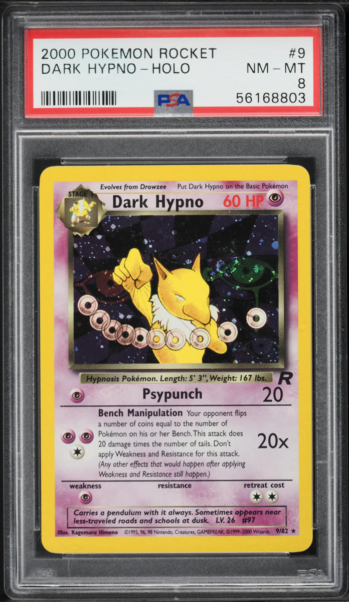 2000 Pokemon Team Rocket Holo Dark Hypno #9 PSA 8 NM-MT