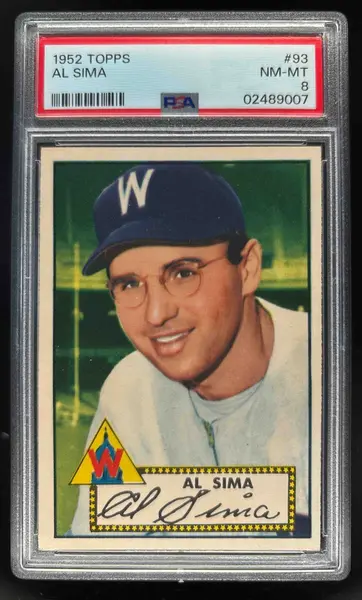 1952 Topps #93 Al Sima RC PSA 8