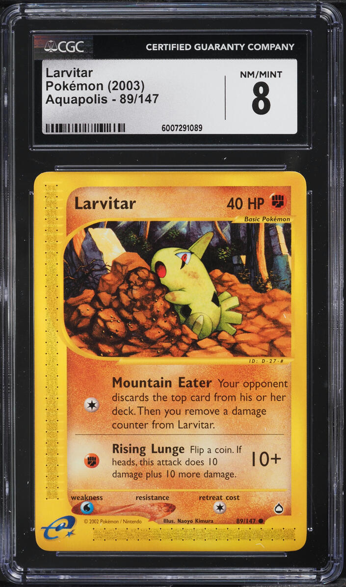 2003 Pokemon Aquapolis Larvitar #89 CGC 8 NM-MT