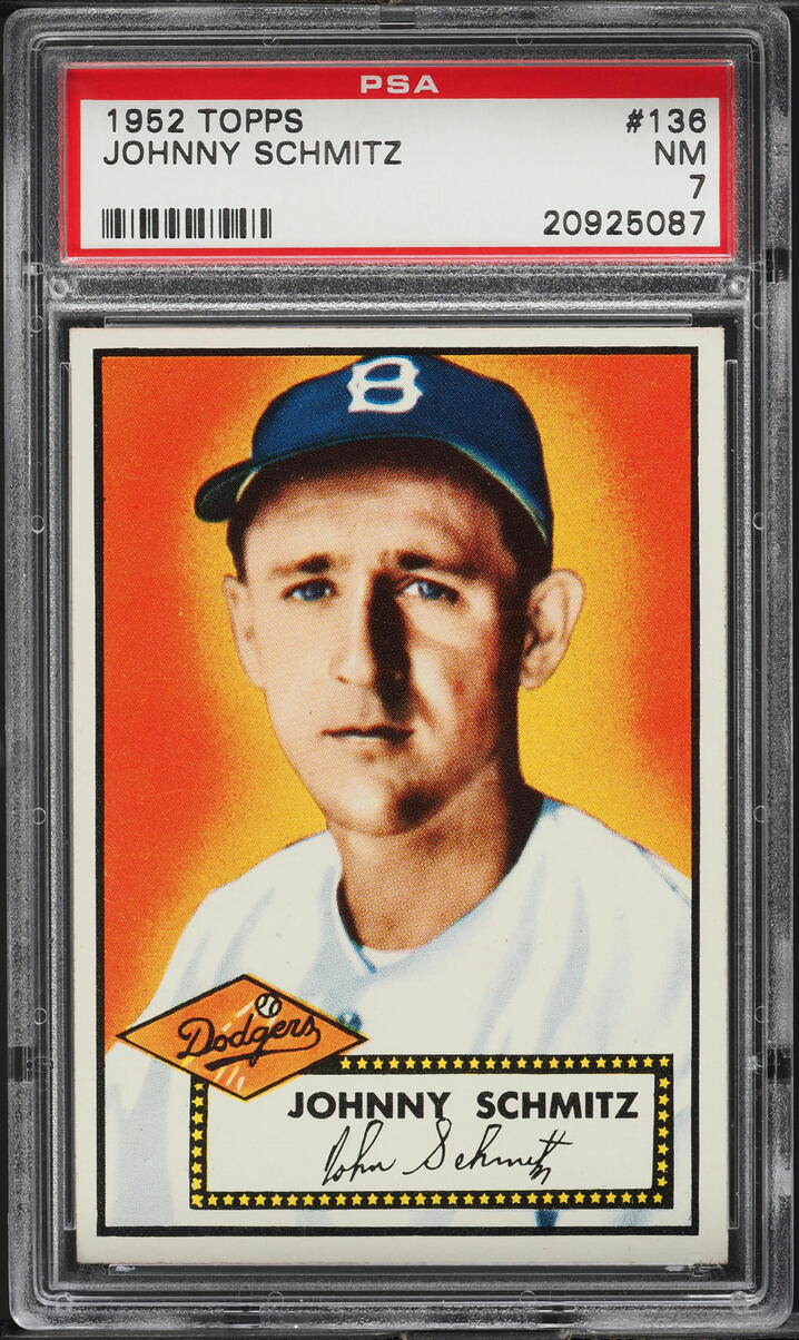 1952 Topps Johnny Schmitz #136 PSA 7 NRMT