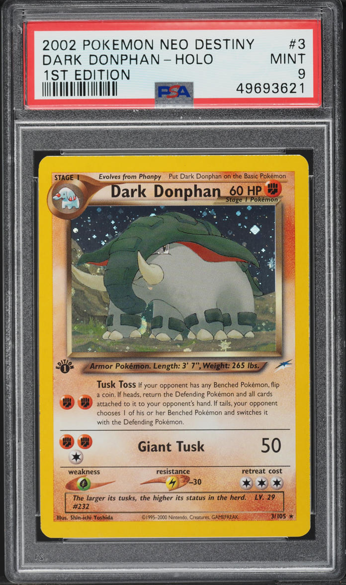 2002 Pokemon Neo Destiny 1st Edition Holo Dark Donphan #3 PSA 9 MINT