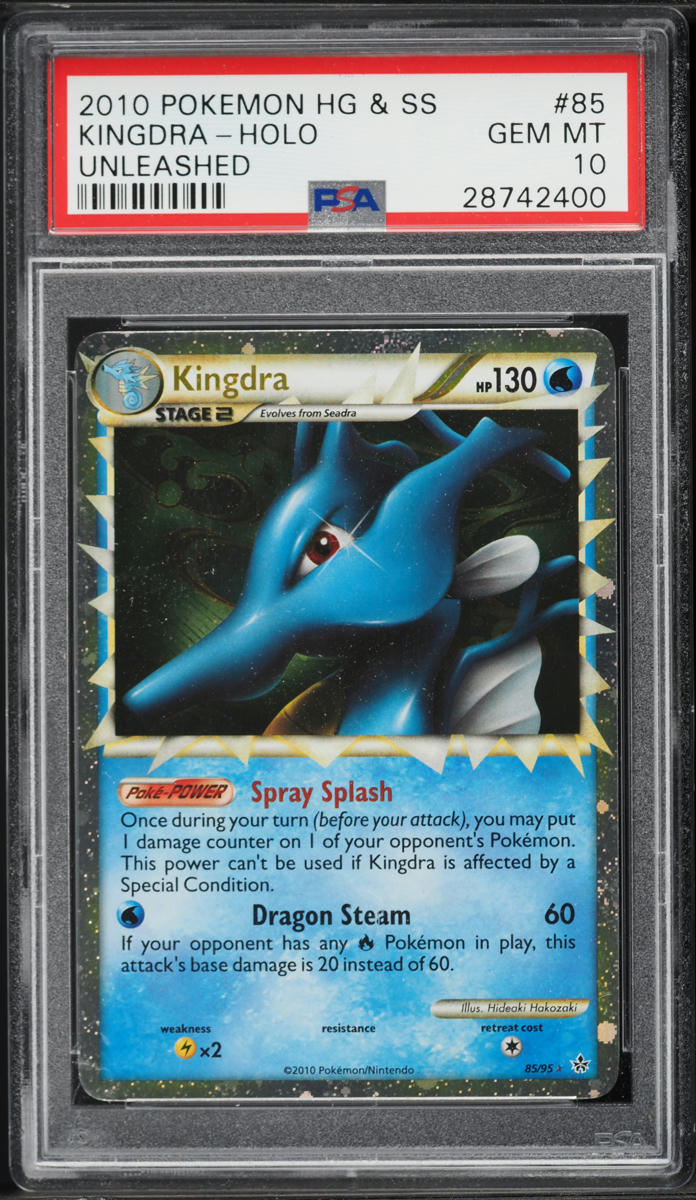 2010 Pokemon HeartGold & SoulSilver Unleashed Holo Kingdra #85 PSA 10 GEM MINT