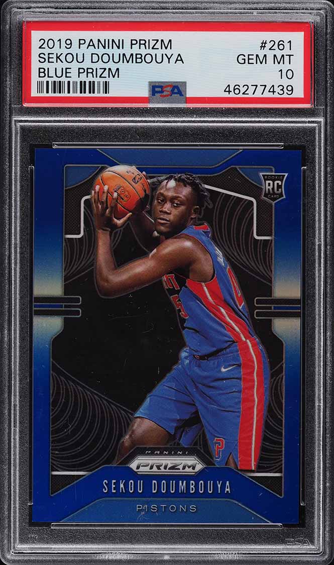 2019 Panini Prizm Blue Prizm Sekou Doumbouya ROOKIE RC /199 #261 PSA 10 GEM MINT