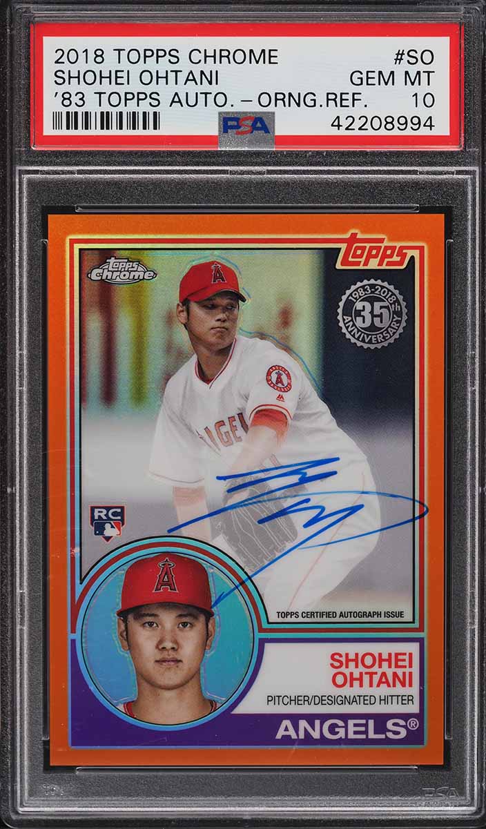 2018 Topps Chrome '83 Orange Refractor Shohei Ohtani ROOKIE AUTO /25 PSA 10