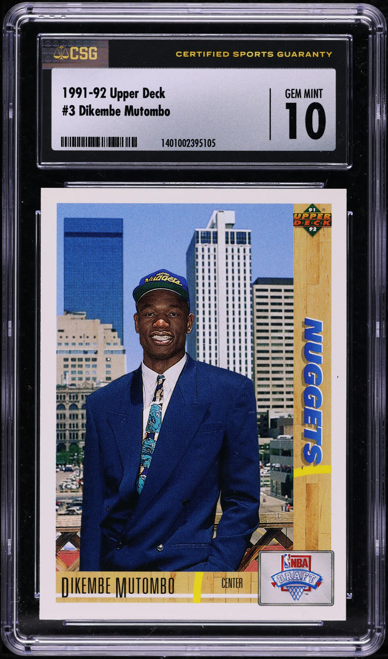 1991 Upper Deck Basketball Dikembe Mutombo ROOKIE #3 CSG 10 GEM MINT
