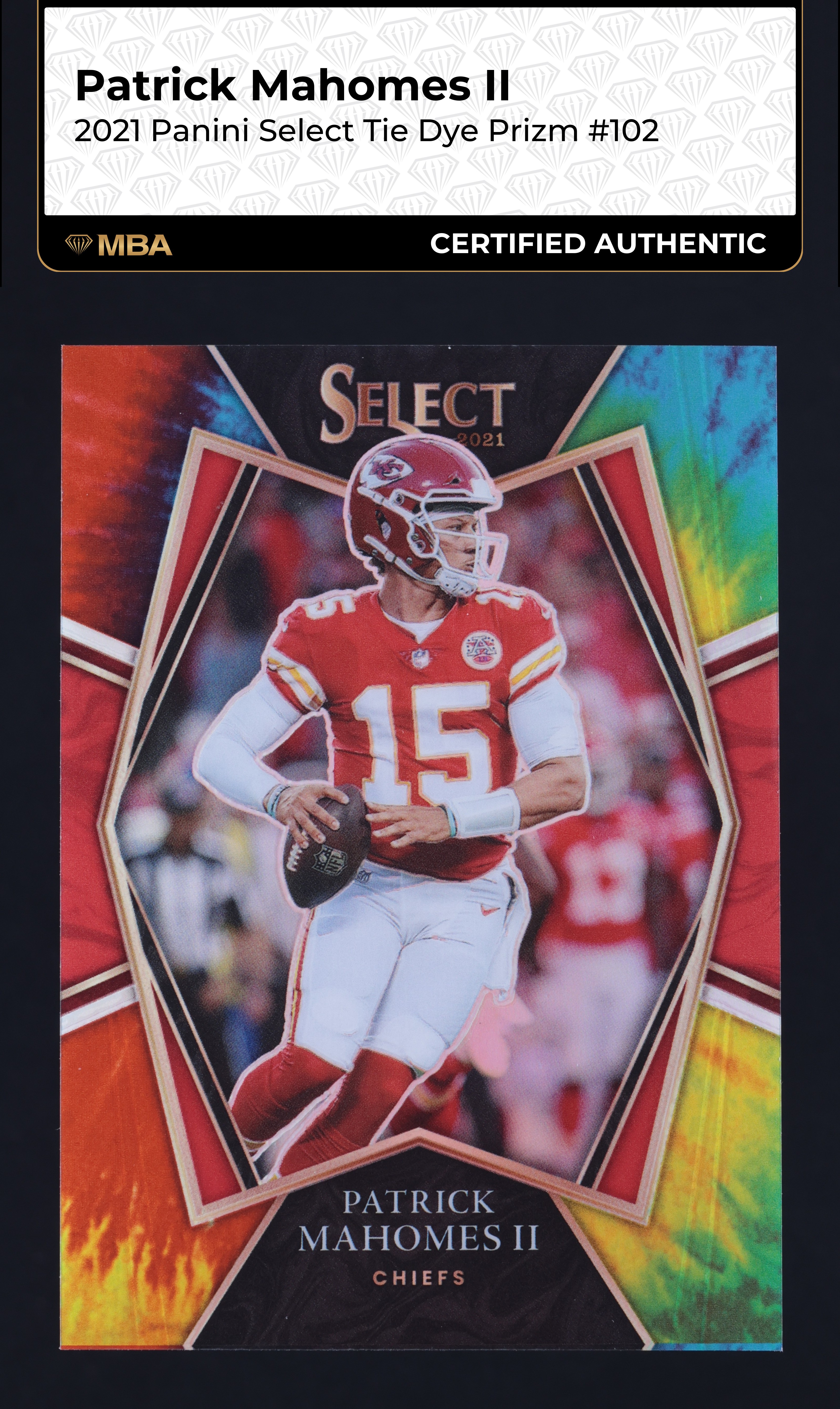 2021 Select Premier Level Tie-Dye Prizm Patrick Mahomes II /25 #102 MBA AUTH