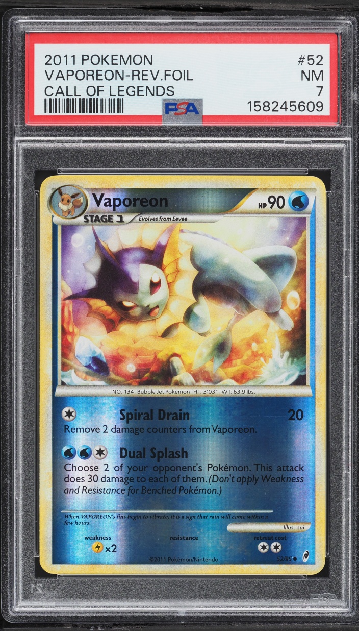 2011 Pokemon Call Of Legends Reverse Holo Vaporeon #52