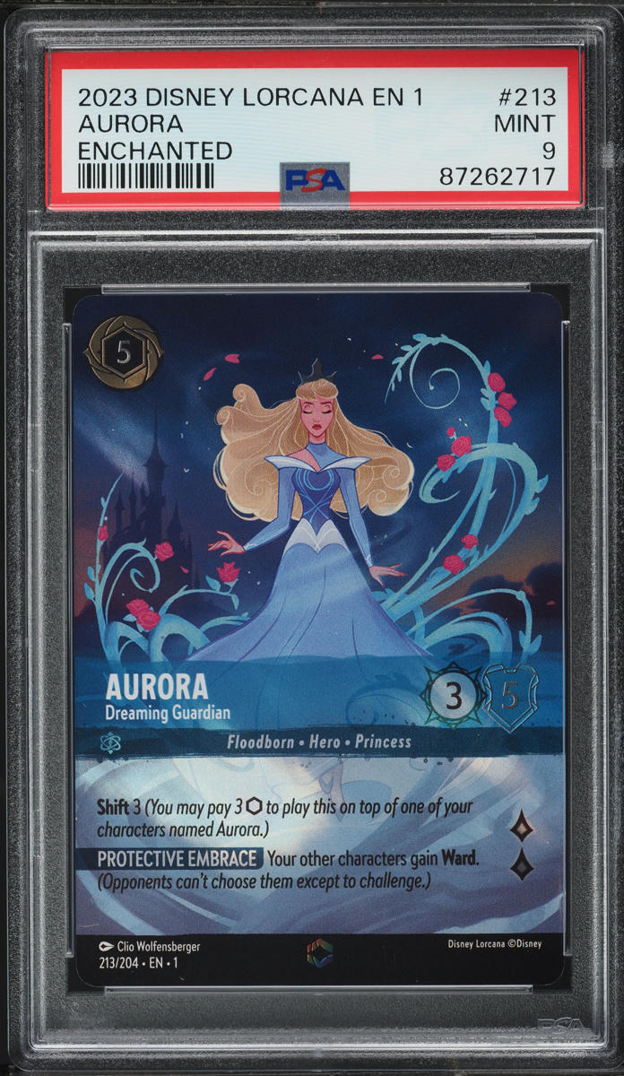 2023 Disney Lorcana First Chapter Enchanted Aurora Dreaming Guardian #213 PSA 9