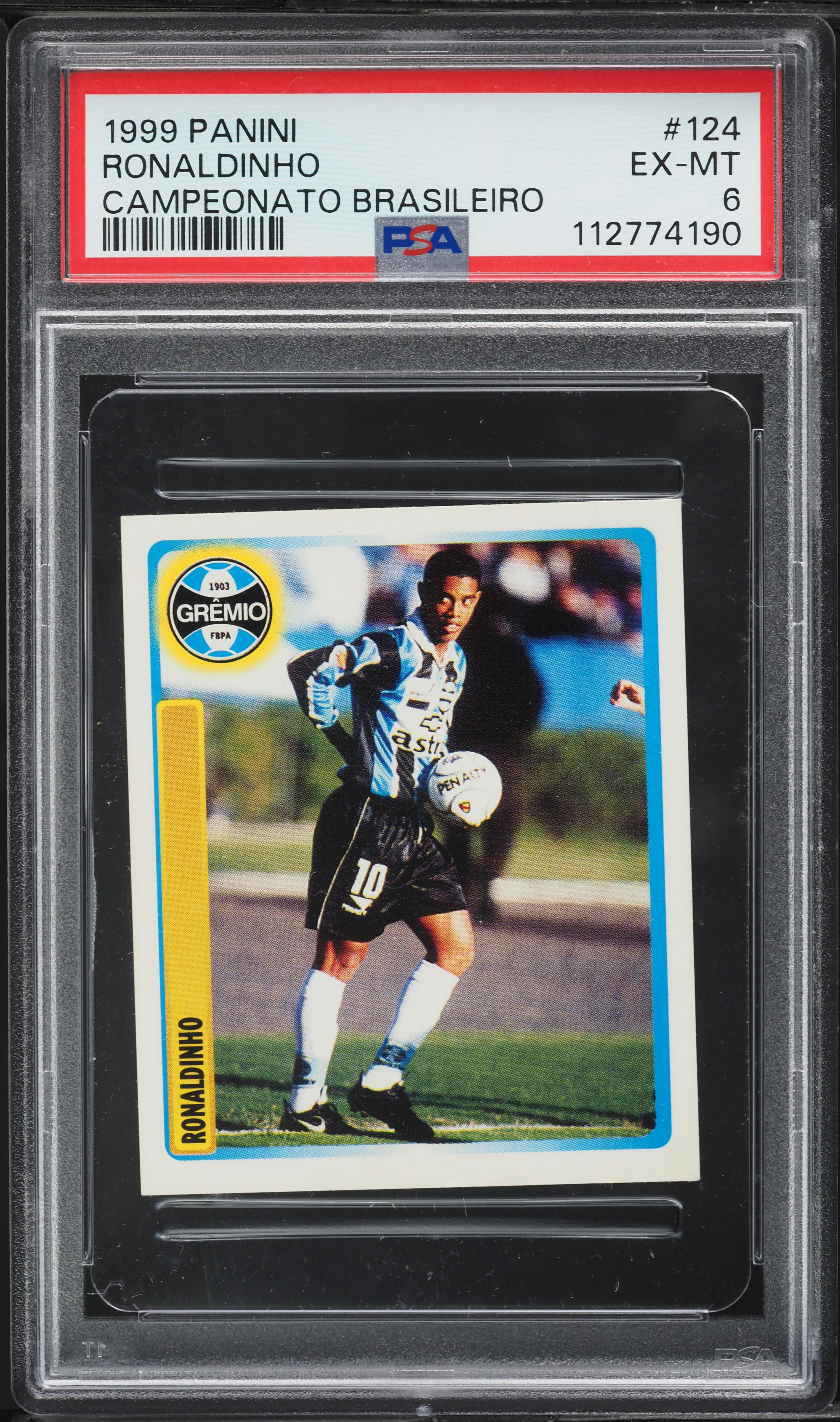 1999 Panini Campeonato Brasileiro Ronaldinho ROOKIE #124 PSA 6 EXMT