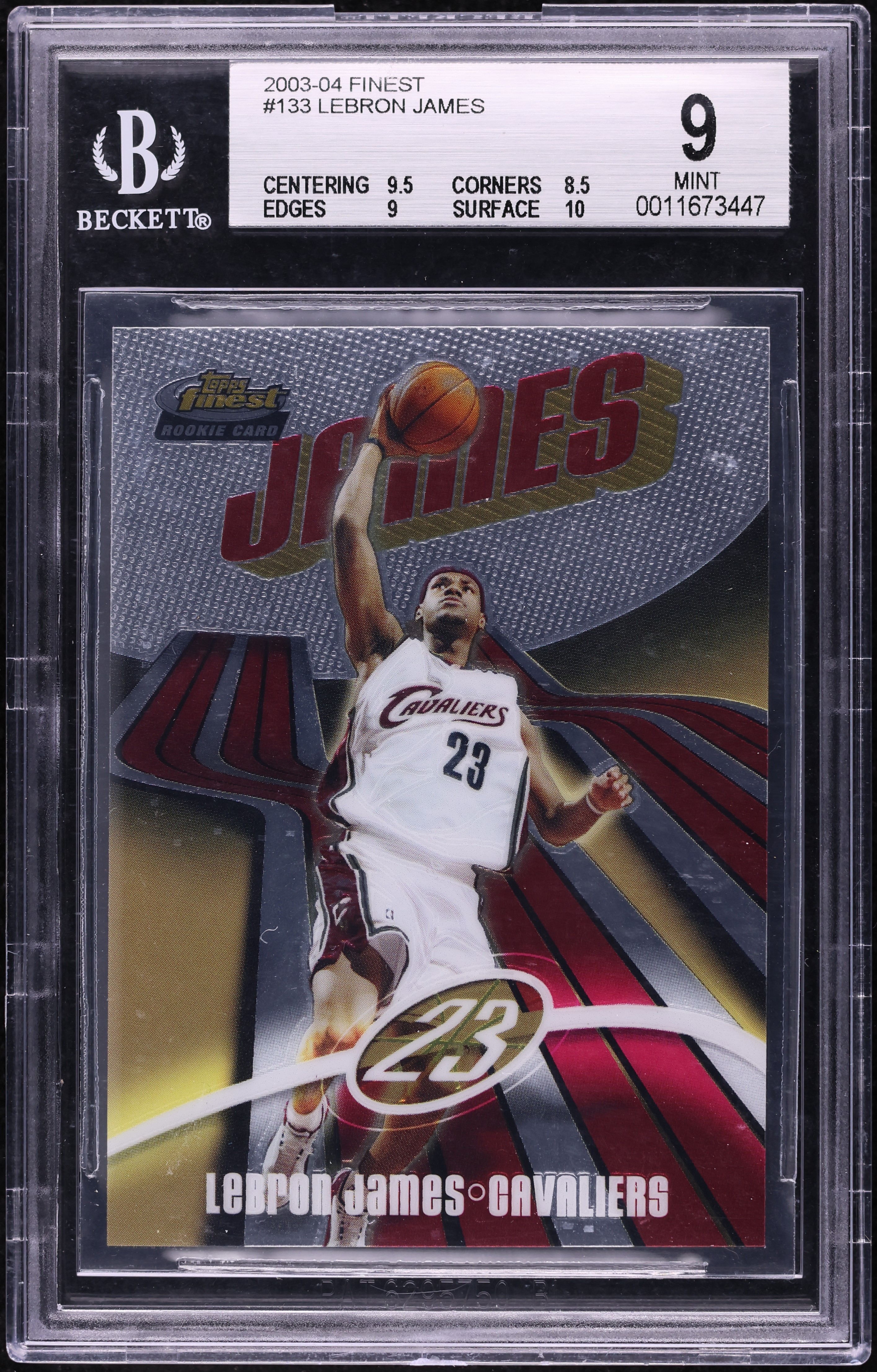 2003 Finest Basketball LeBron James ROOKIE /999 #133 BGS 9 MINT
