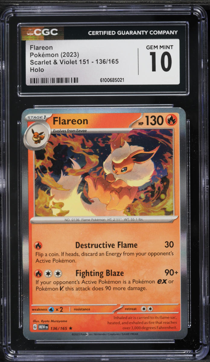 2023 Pokemon Scarlet & Violet 151 Holo Flareon #136 CGC 10 GEM MINT
