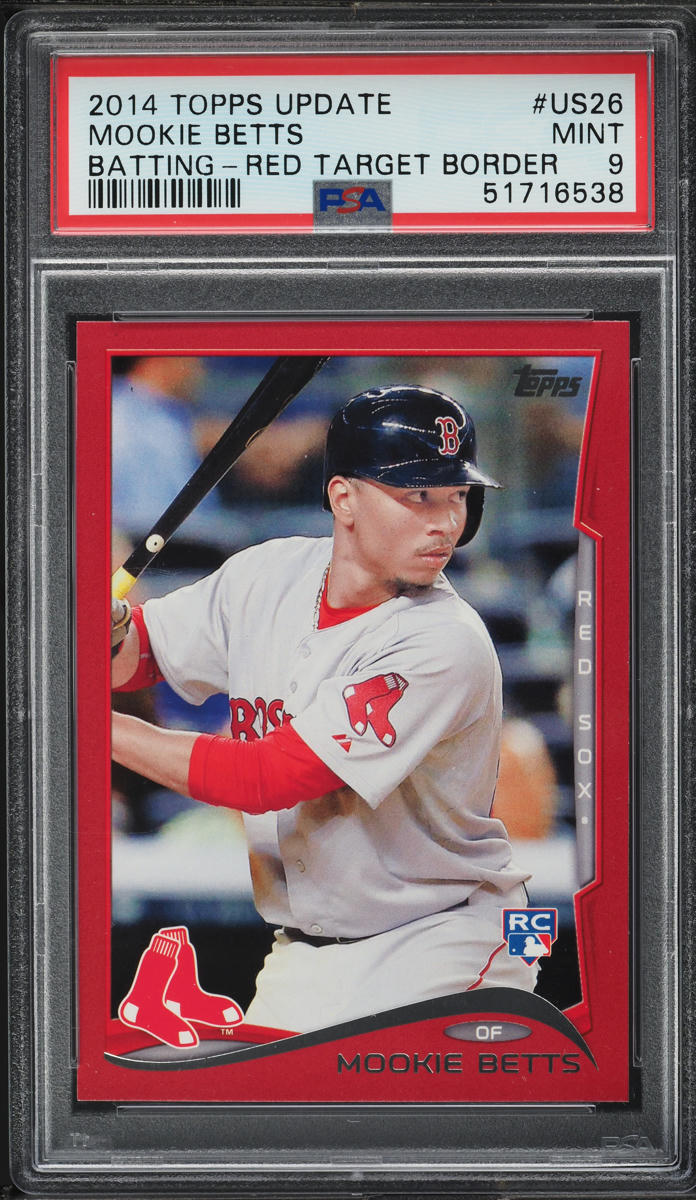 2014 Topps Update Batting Target Red Border Mookie Betts ROOKIE #US26 PSA 9 MINT