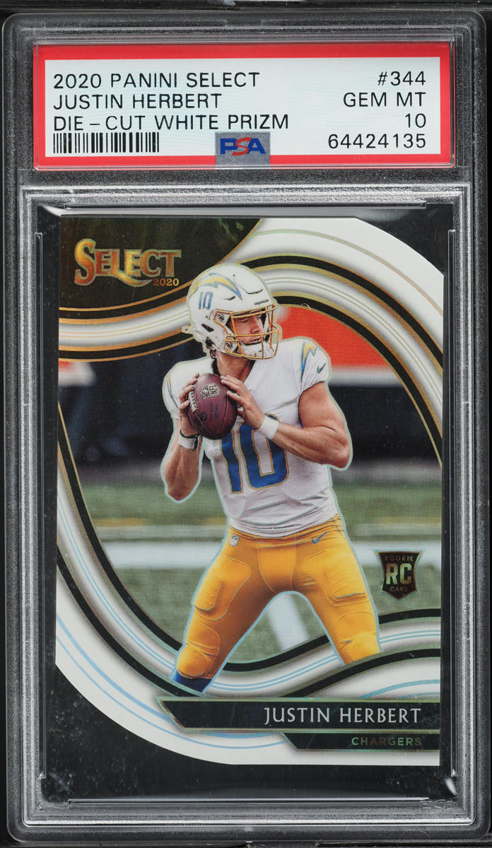 2020 Select Field Level White Prizm Die-Cut Justin Herbert ROOKIE #344 PSA 10