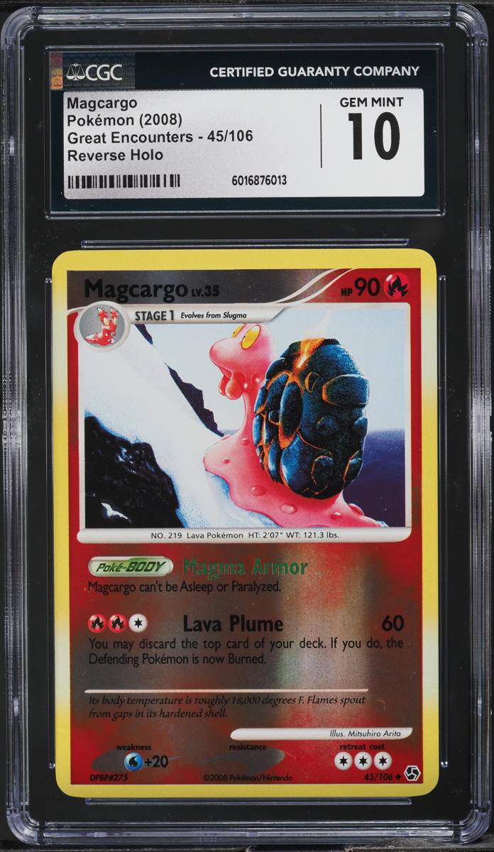 2008 Pokemon Diamond & Pearl Great Encounters Reverse Holo Magcargo #45 CGC 10