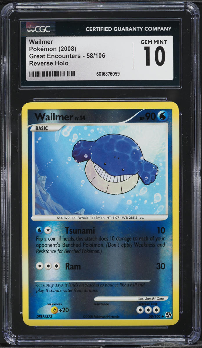 2008 Pokemon Diamond & Pearl Great Encounters Reverse Holo Wailmer #58 CGC 10