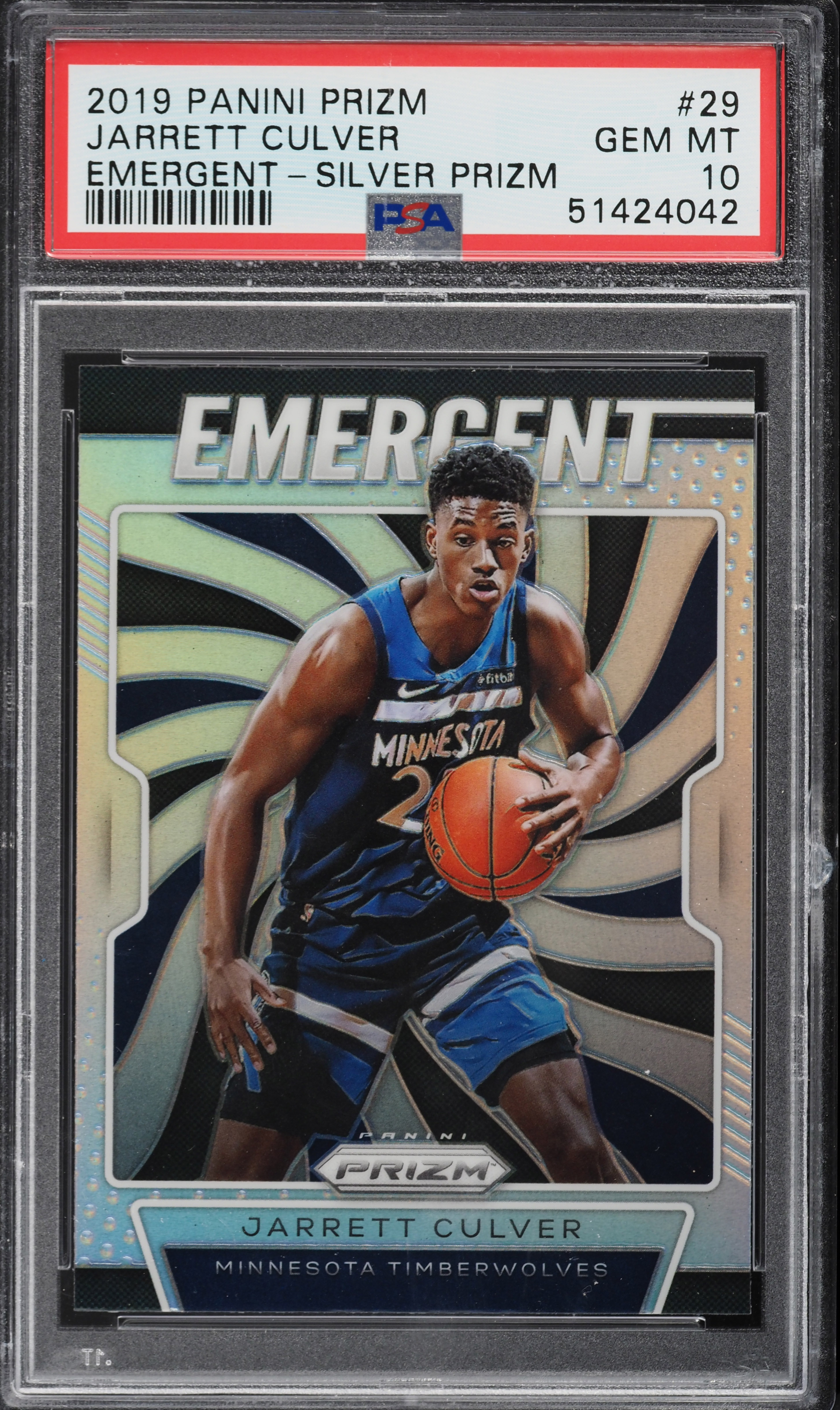 2019 Panini Prizm Emergent Silver Prizms Jarrett Culver ROOKIE #29 PSA 10 GEM