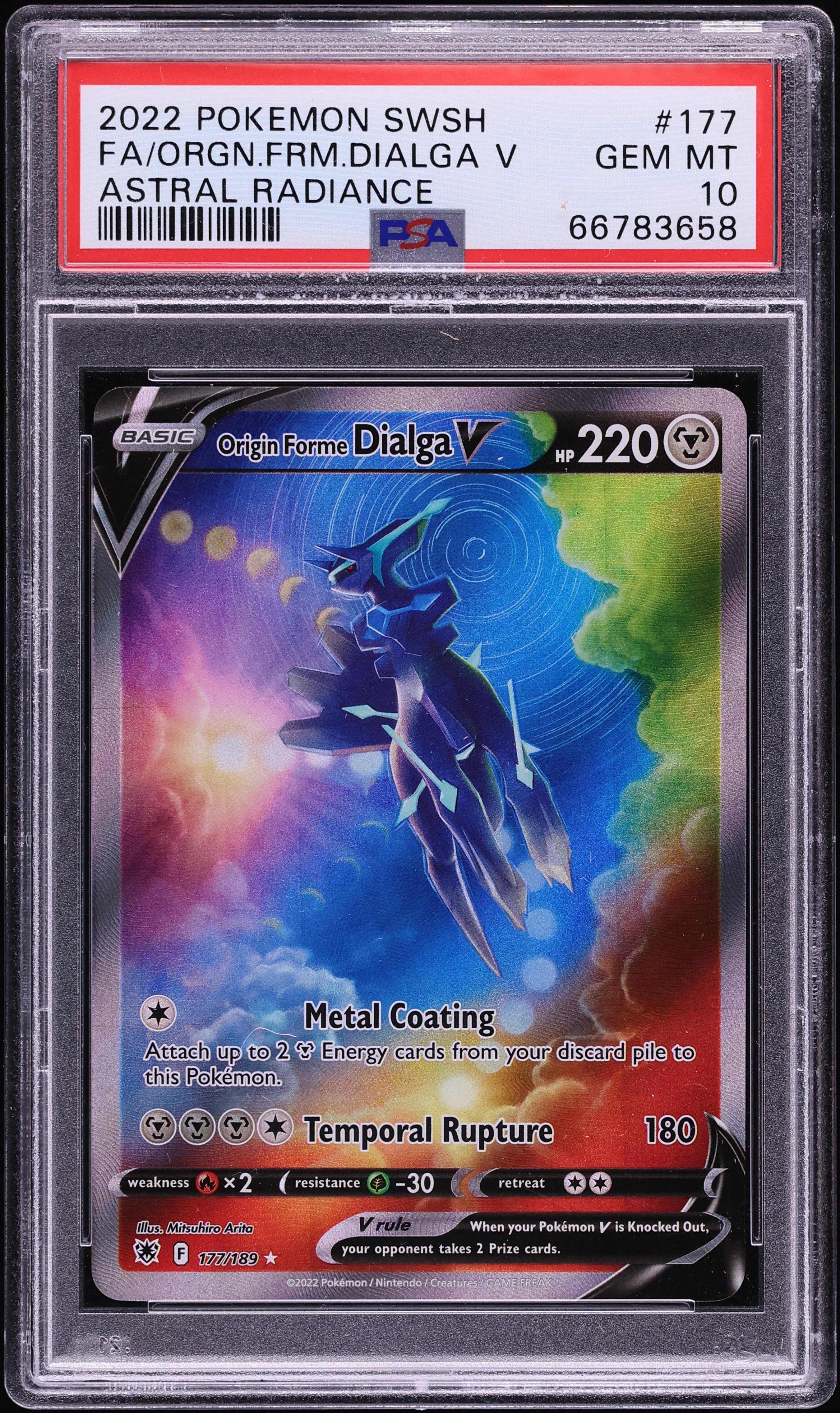 2022 Pokemon Sword & Shield Astral Radiance Full Art Origin Forme Dialga V #177 PSA 10 GEM MINT