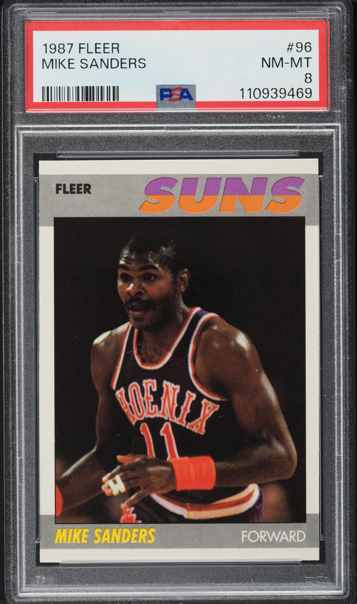 1987 Fleer Basketball Mike Sanders #96 PSA 8 NM-MT