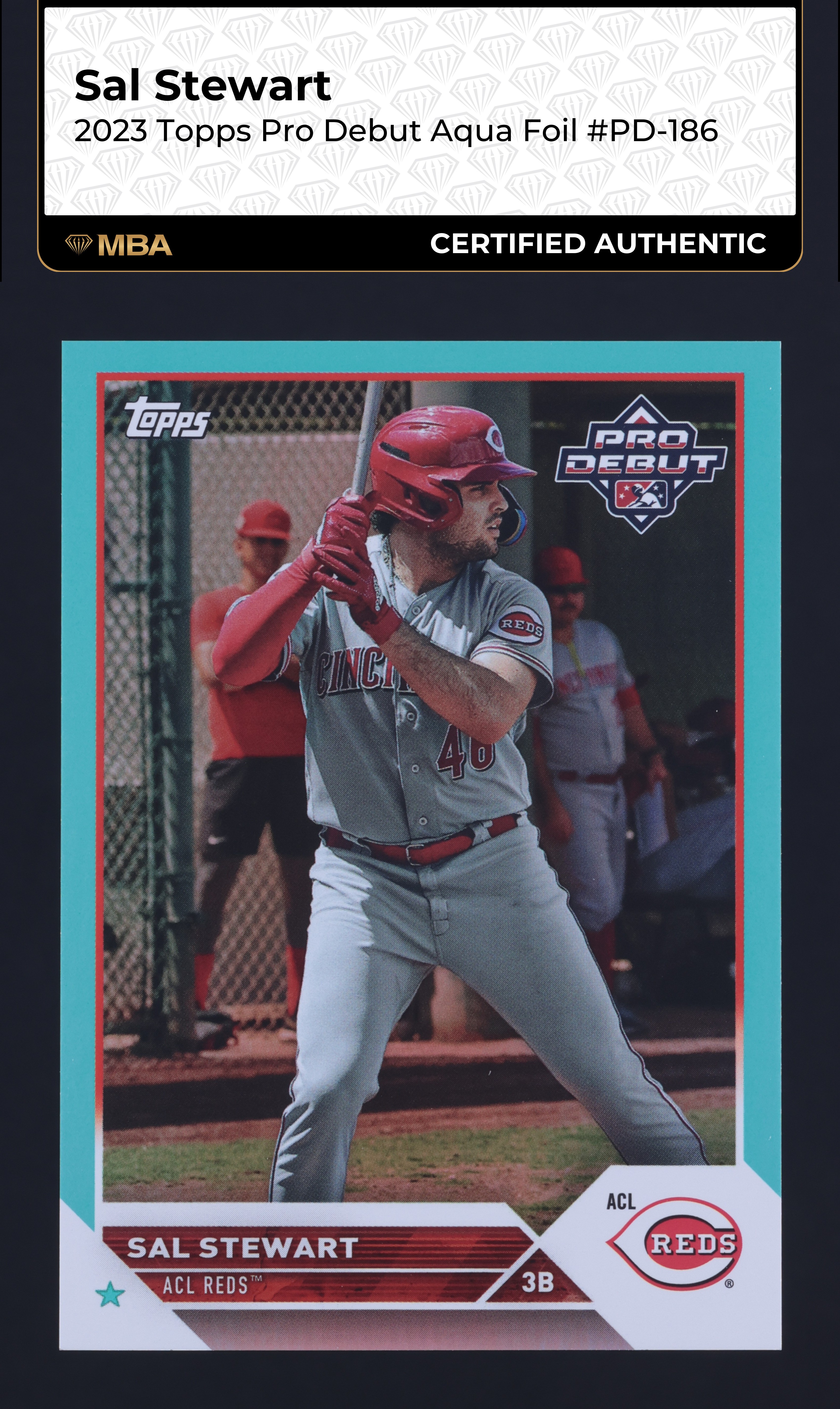 2023 Topps Pro Debut Aqua Foil Sal Stewart ROOKIE /75 #PD-186 MBA AUTH
