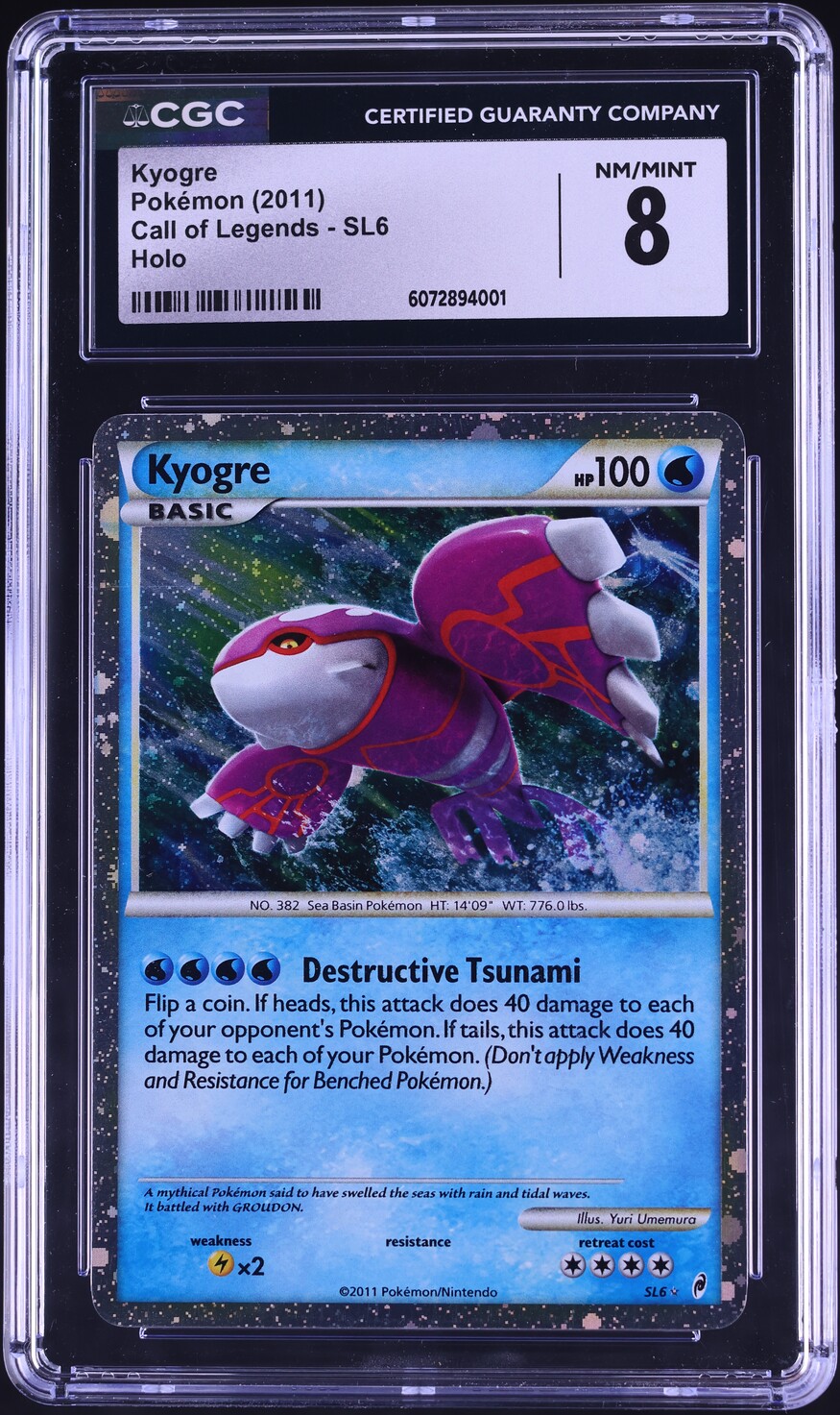 2011 Pokemon Call of Legends Holo Kyogre #SL6 CGC 8 NM-MT