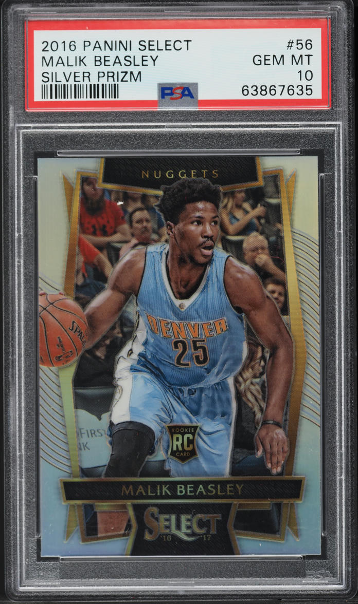 2016 Select Silver Prizm Malik Beasley ROOKIE #56 PSA 10 GEM MINT