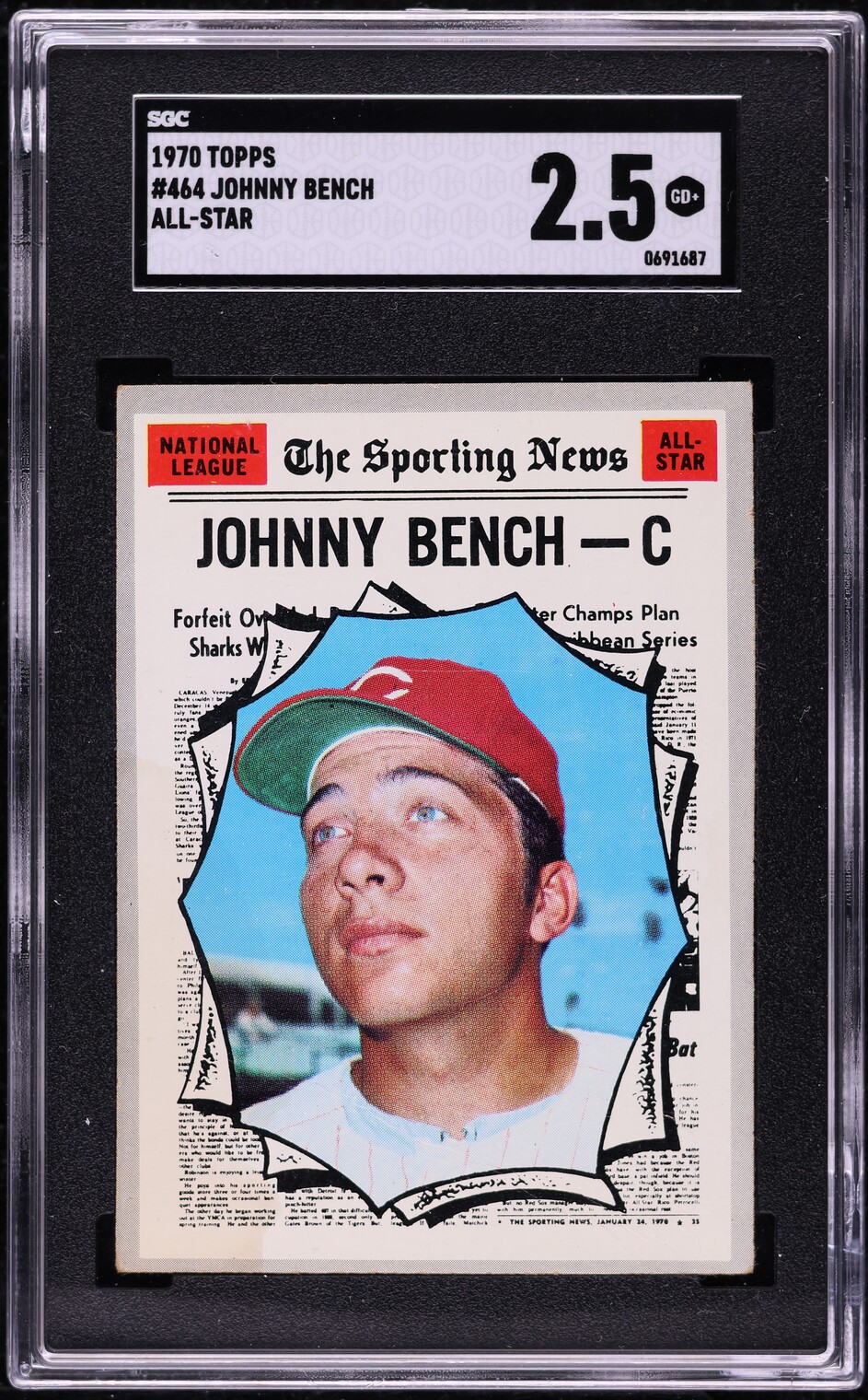 1970 Topps Johnny Bench ALL-STAR #464 SGC 2.5 GD+