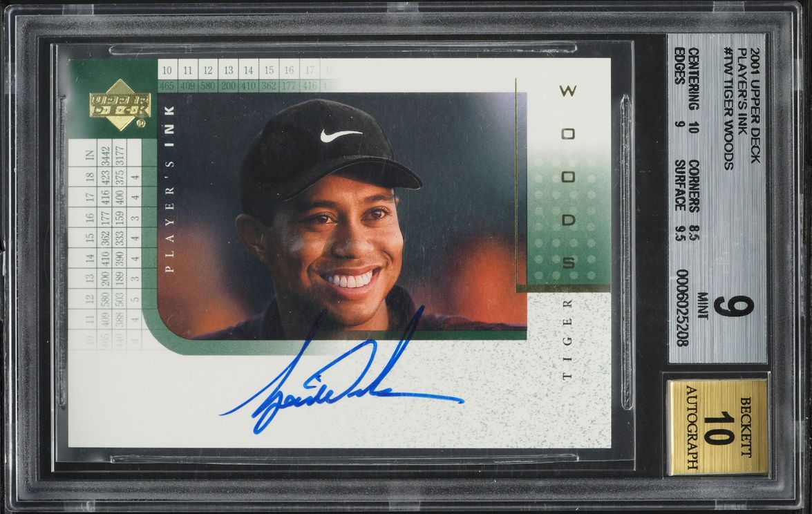 2001 Upper Deck Player's Ink Tiger Woods ROOKIE AUTO #TW BGS 9 MINT