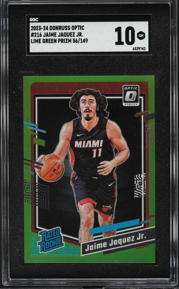 2023 Donruss Optic Lime Green Prizm Jaime Jaquez Jr. ROOKIE /149 #216 SGC 10 GEM