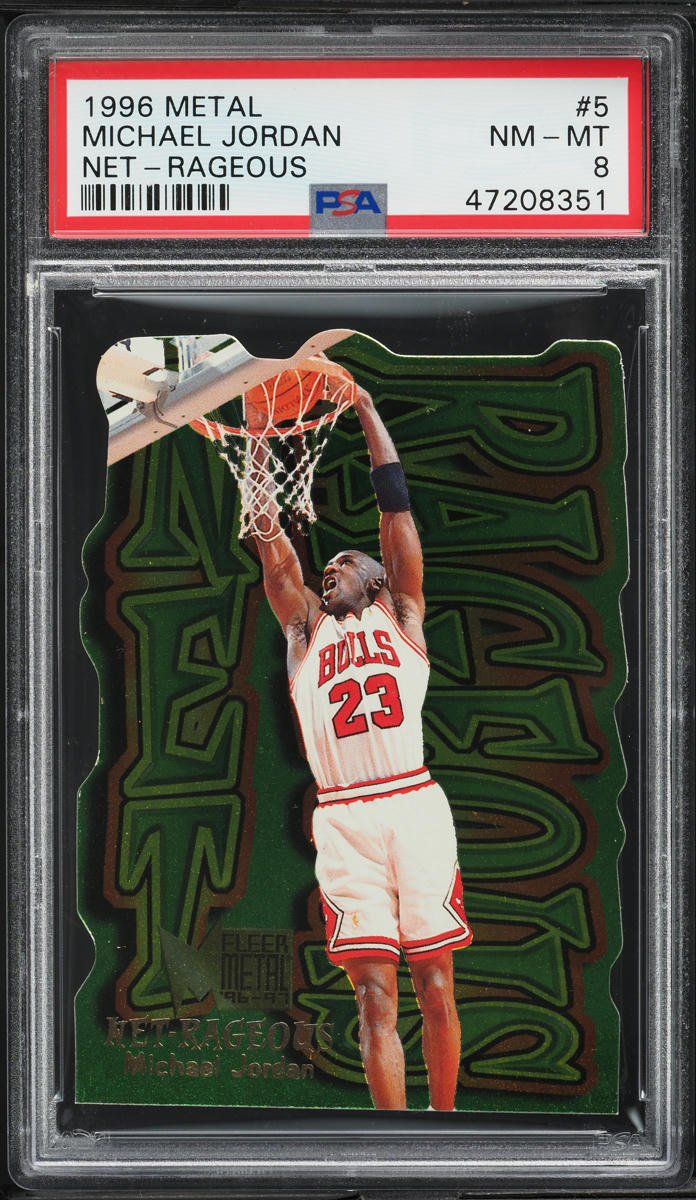 1996 Metal Net-Rageous Die-Cut Michael Jordan #5 PSA 8 NM-MT