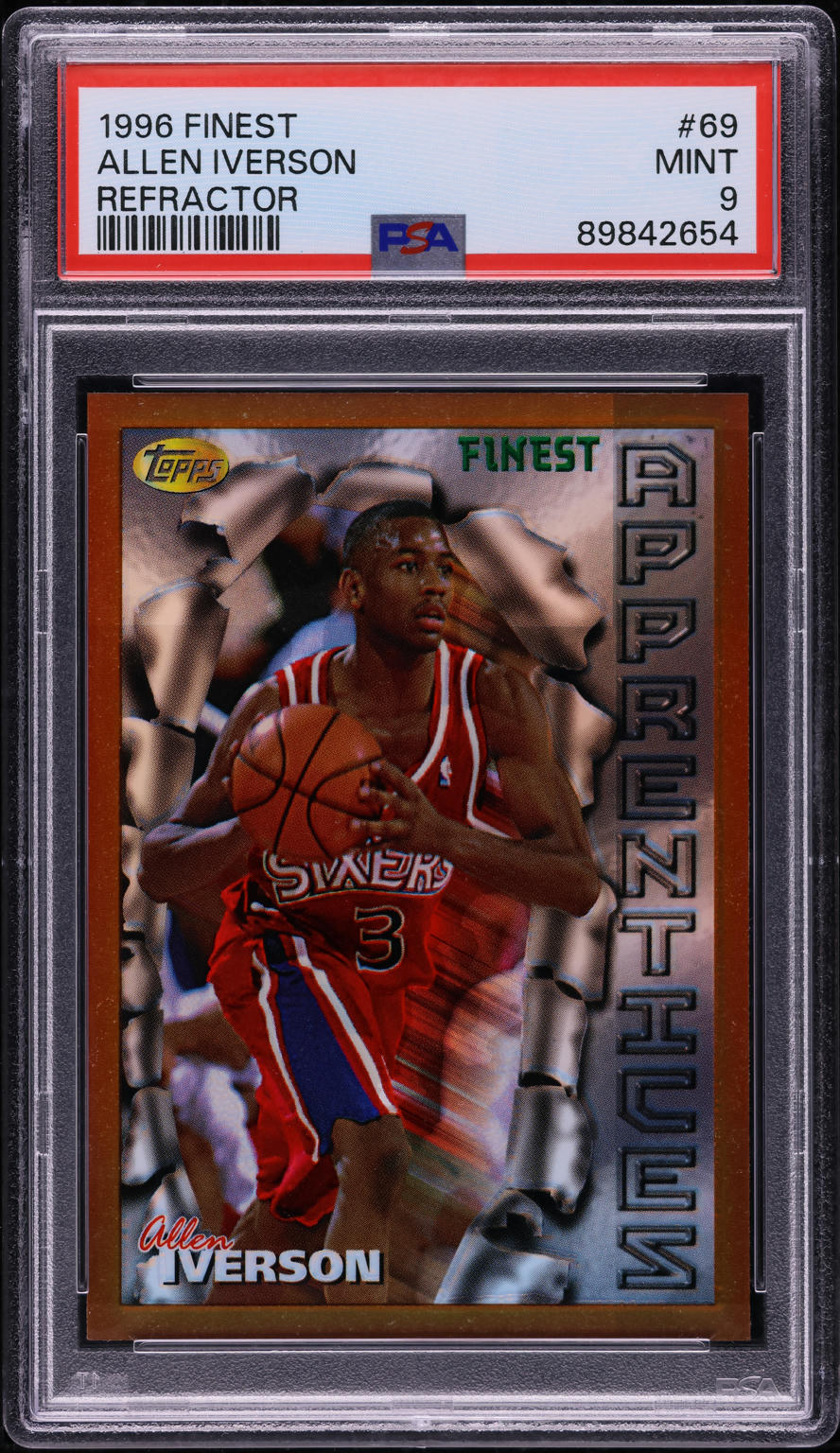 1996 Finest Refractor Allen Iverson ROOKIE #69 PSA 9 MINT