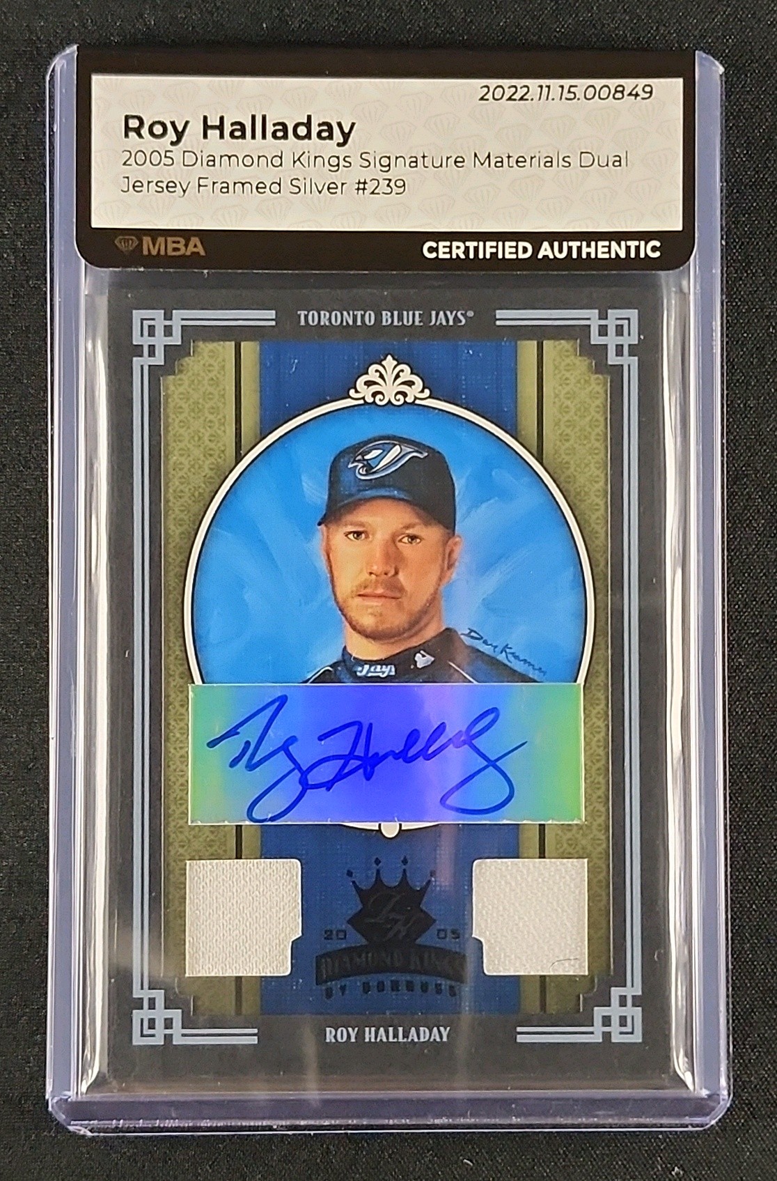 2005 Diamond Kings Framed Silver Roy Halladay PATCH AUTO /10 #239 MBA AUTH
