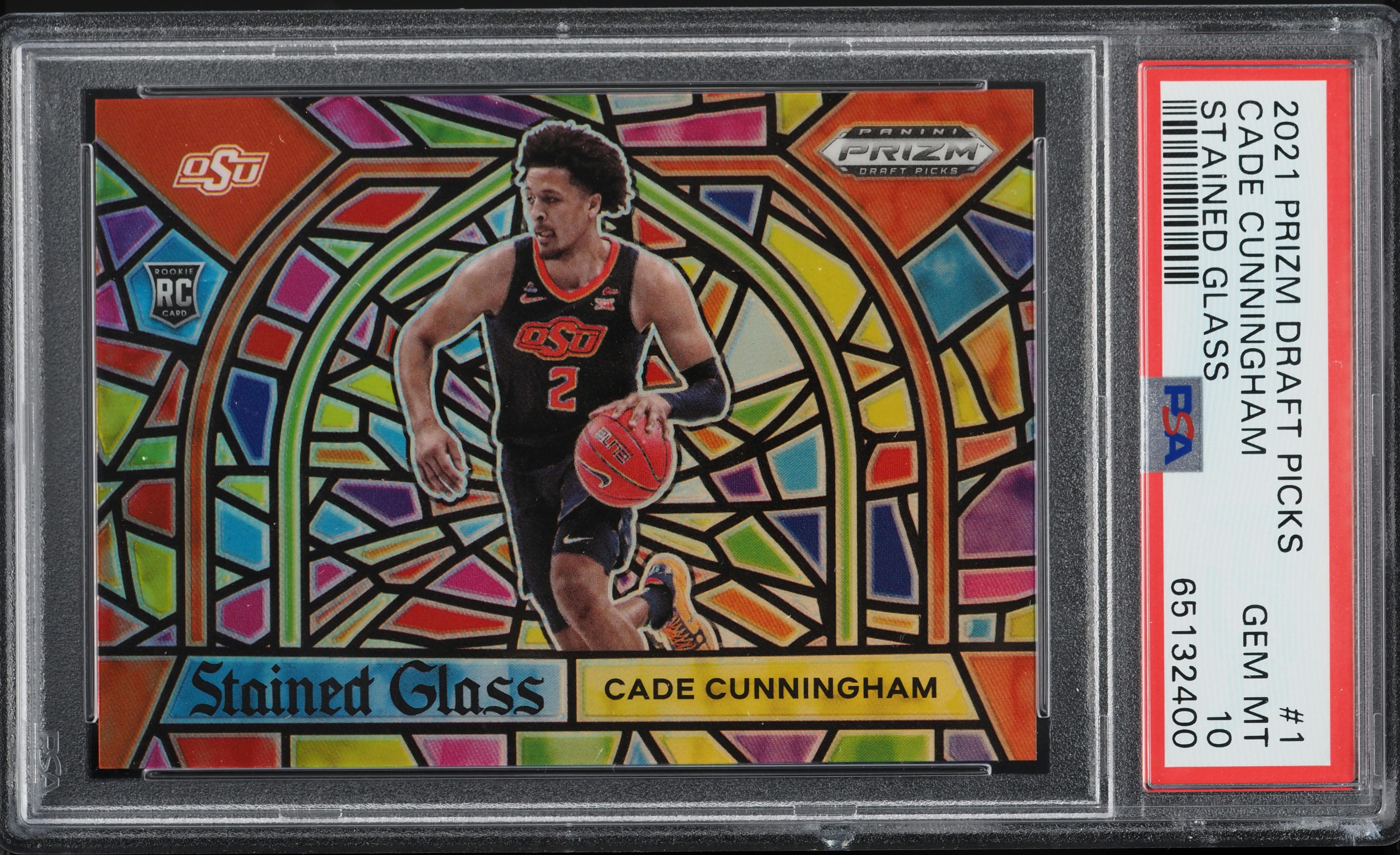 2021 Panini Prizm Draft Picks Stained Glass Cade Cunningham ROOKIE #1 PSA 10 GEM
