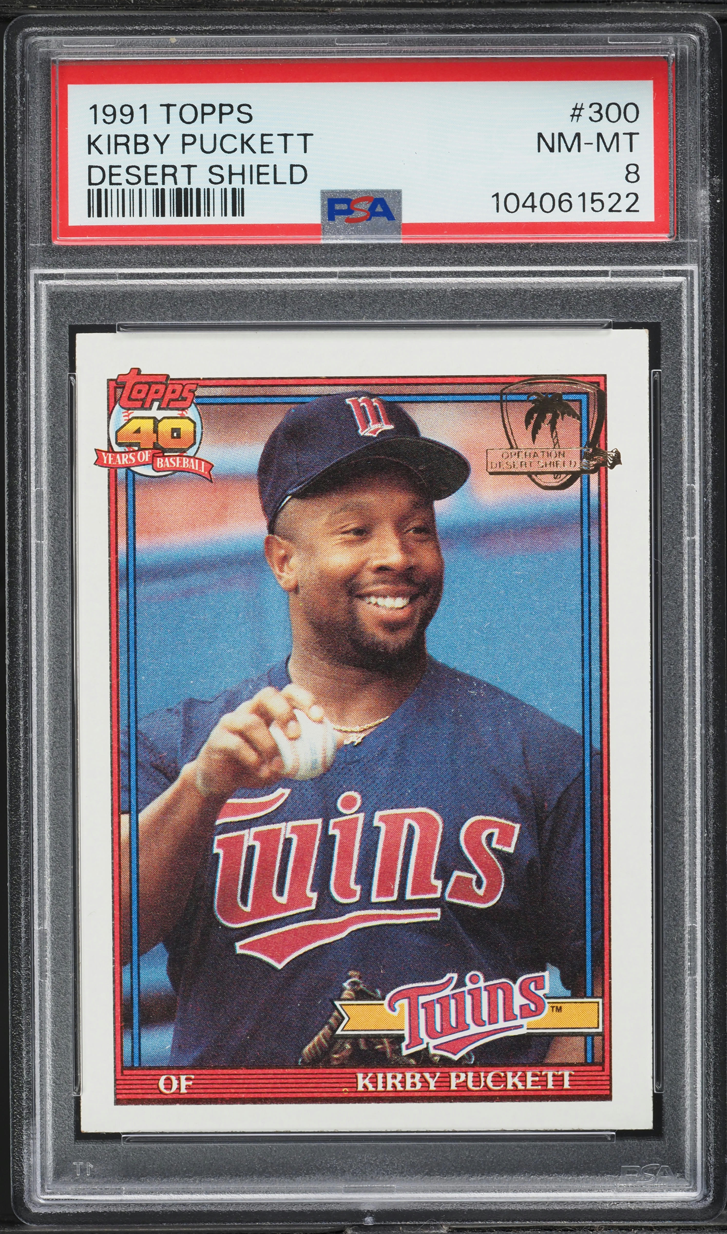 1991 Topps Desert Shield Kirby Puckett #300 PSA 8 NM-MT