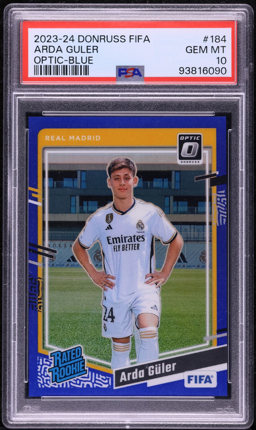 2023 Donruss FIFA Optic Blue Arda Guler ROOKIE /99 #184 PSA 10 GEM MINT